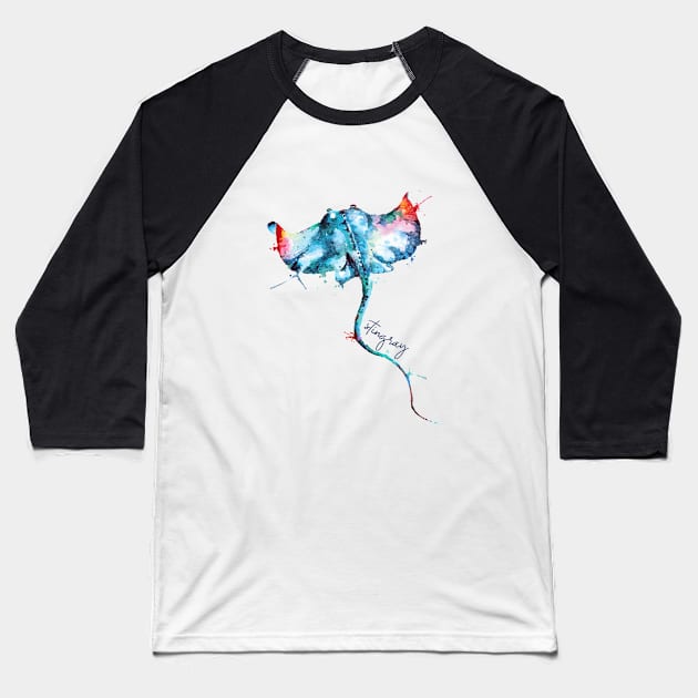 Watercolor illustration of stingray Baseball T-Shirt by Joy8046